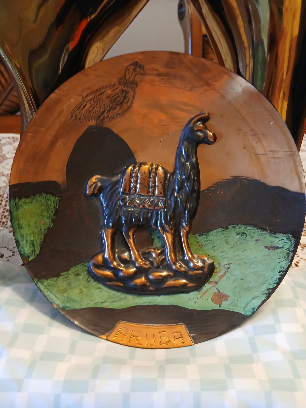 3 D Aruba Llama Wall Plaque - Brass & Copper